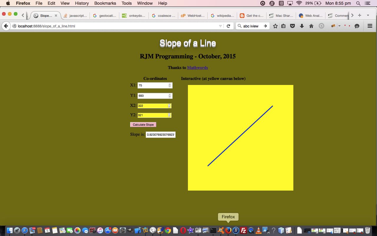 HTML/Javascript Canvas Slope of a Line Primer Tutorial