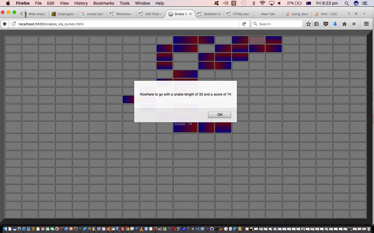 HTML/Javascript Guided Snake Game Primer Tutorial