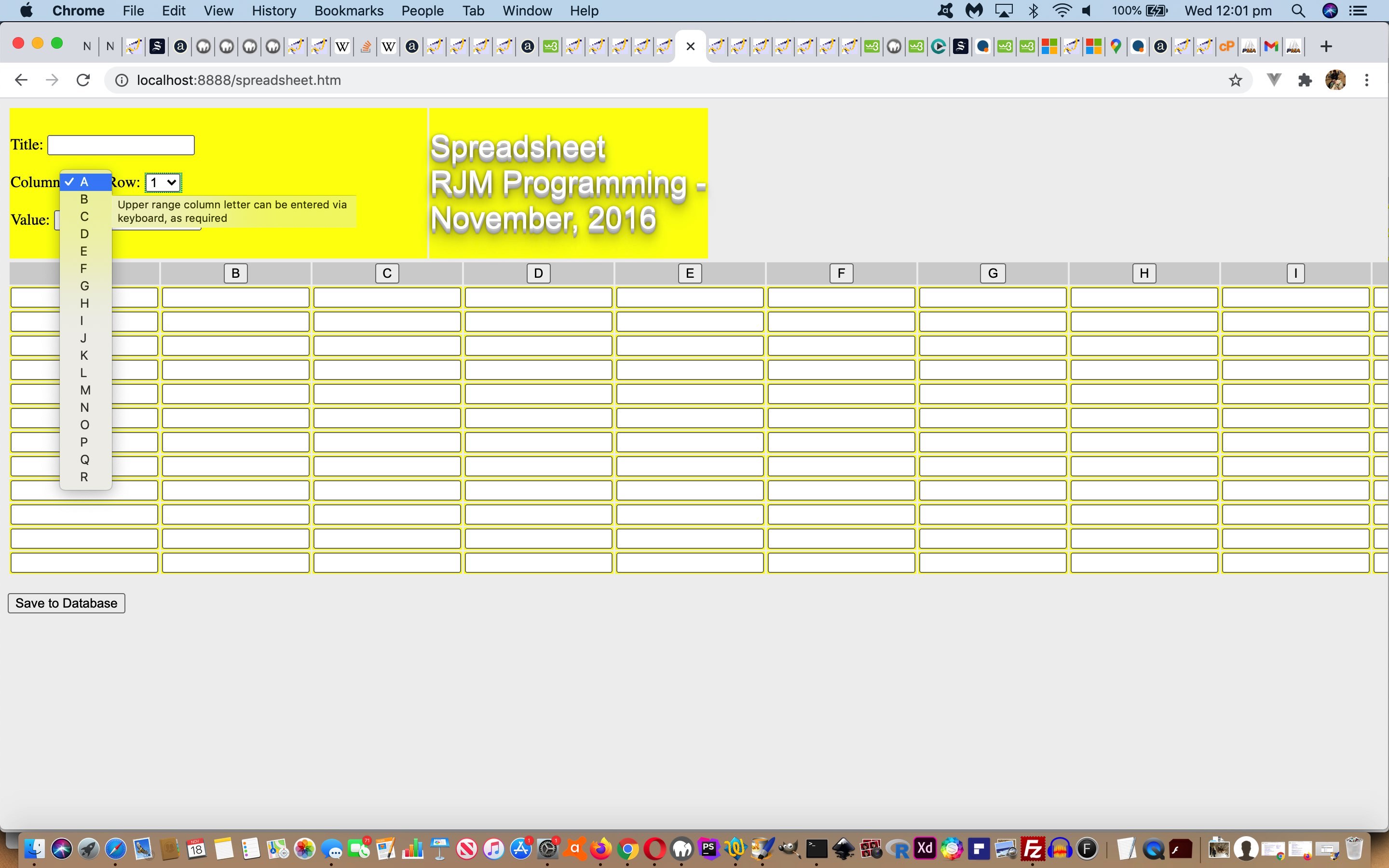 Home Grown Spreadsheet Indexeddb ComboBox Tutorial