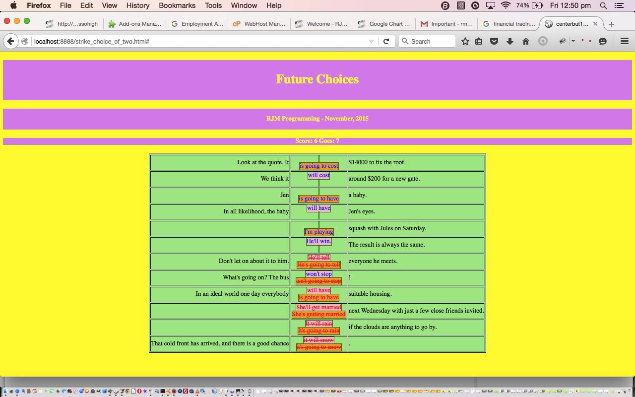 HTML/Javascript Choice of Two Strikes Tutorial