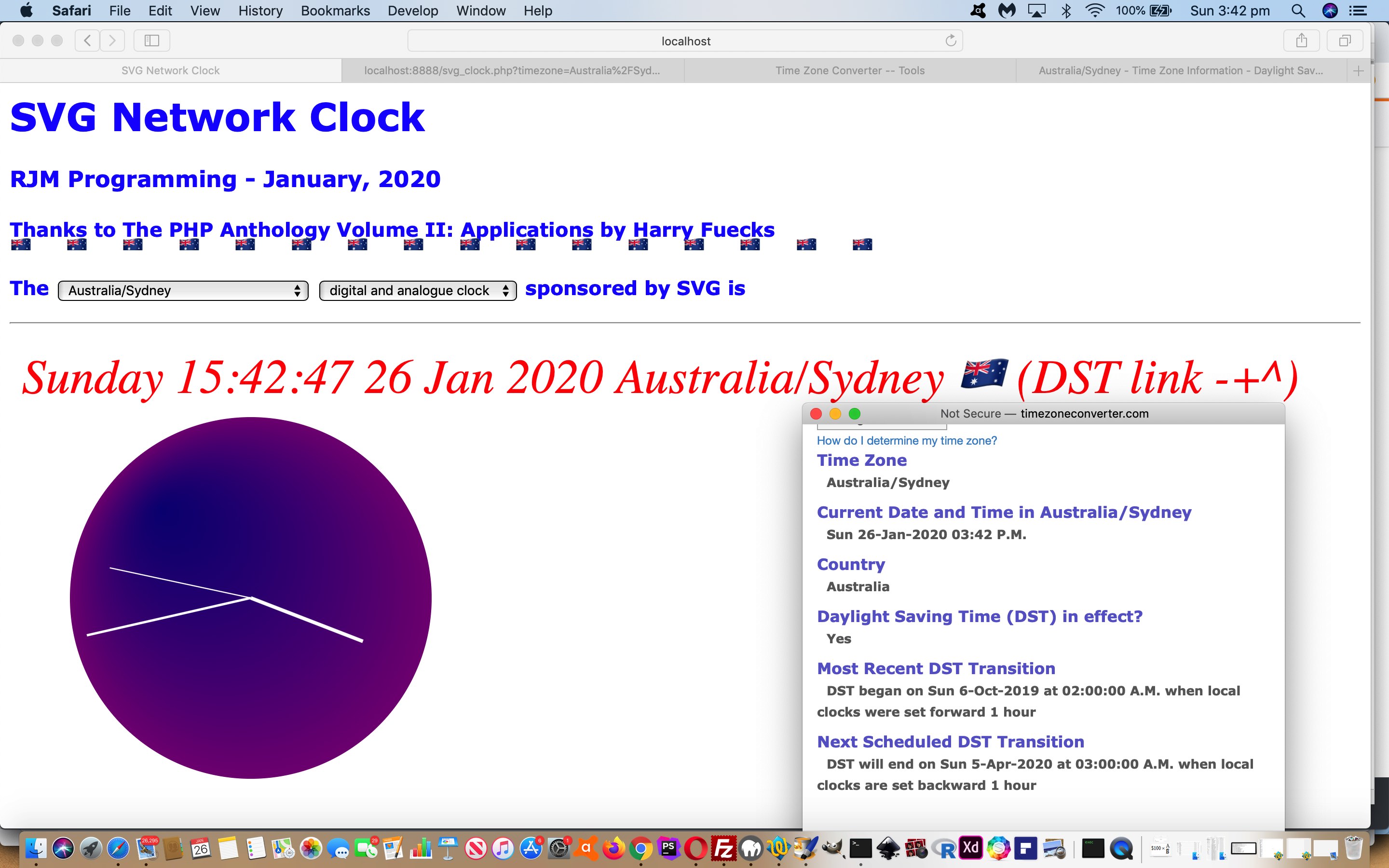 SVG Network Digital and Analogue Clock Daylight Saving Tutorial