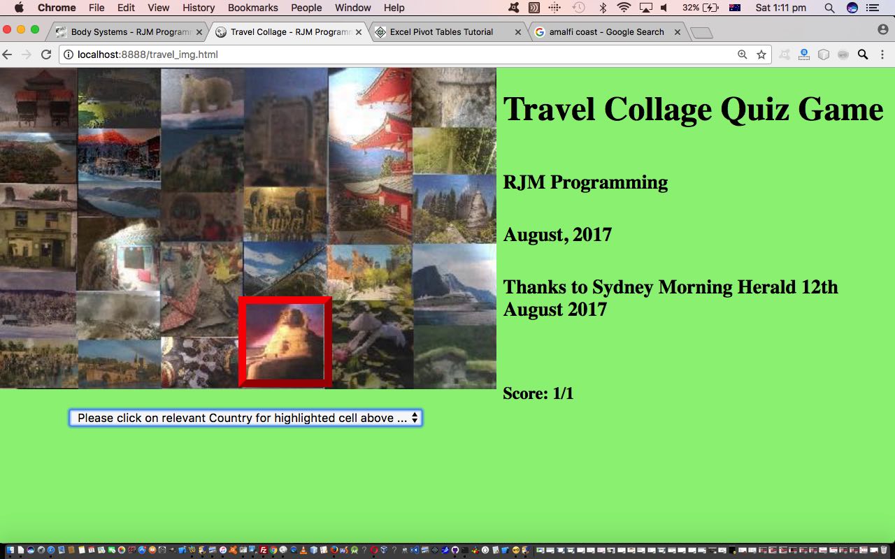 Travel Collage Quiz Game Primer Tutorial