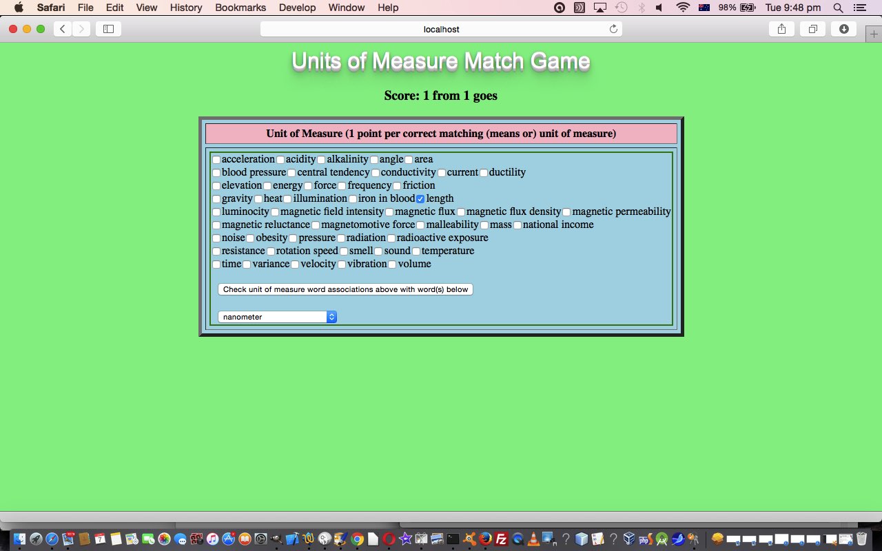 HTML/Javascript Units of Measure Game Tutorial