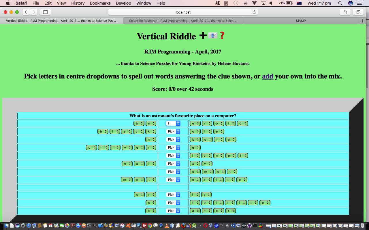 Vertical Riddle Game PHP Tutorial