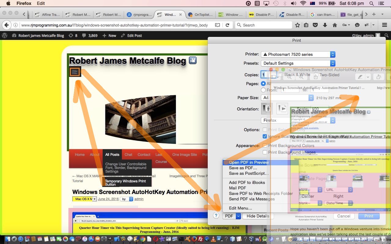 WordPress Temporary Window Print Primer Tutorial