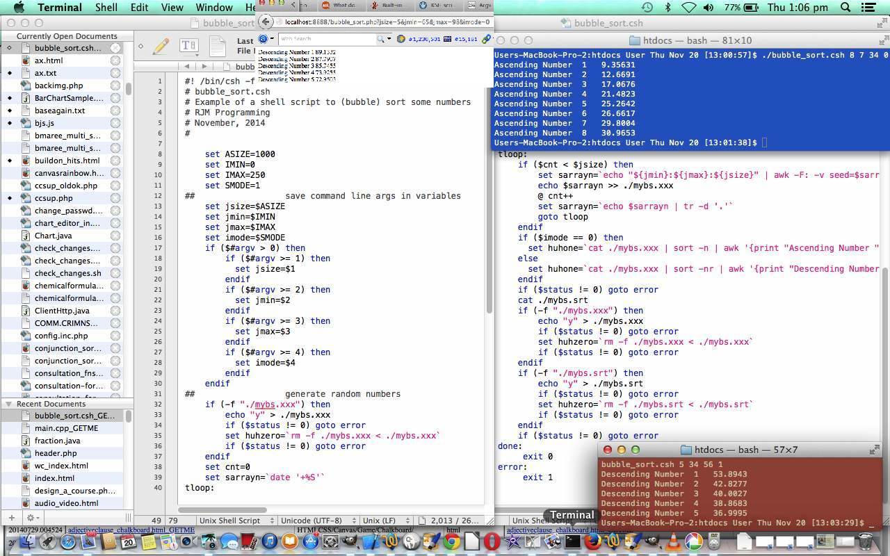 CSH/KSH/PHP Numerical Bubble Sort Tutorial