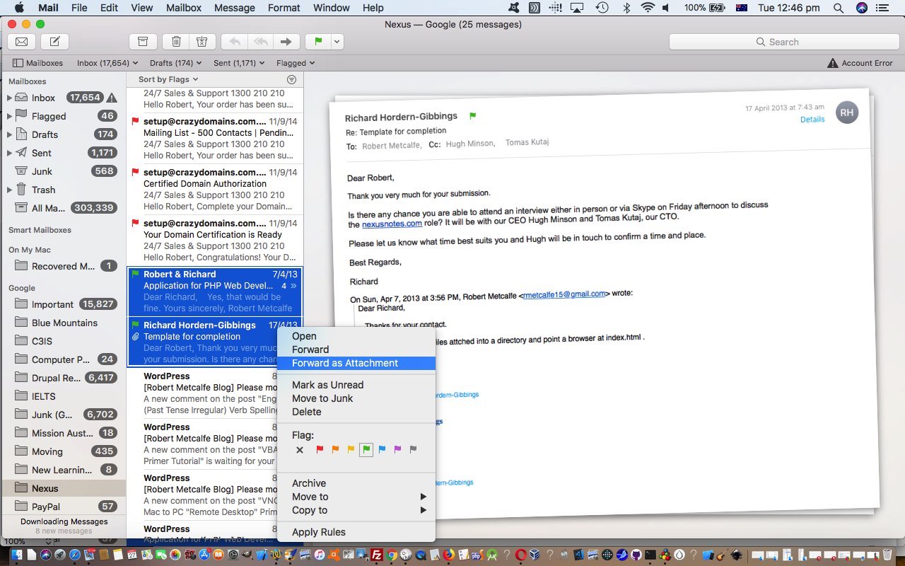 Mac OS X Mail Multiple Thread Whole Email Attachments Tutorial