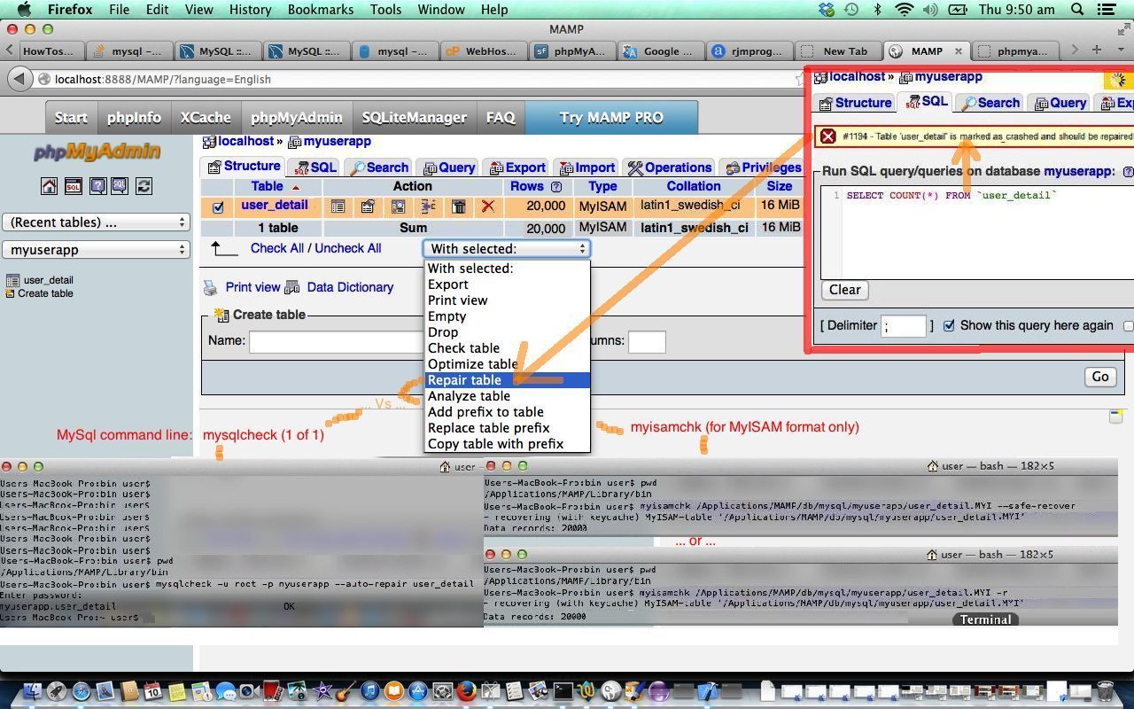 MySql Repair Table Primer Tutorial