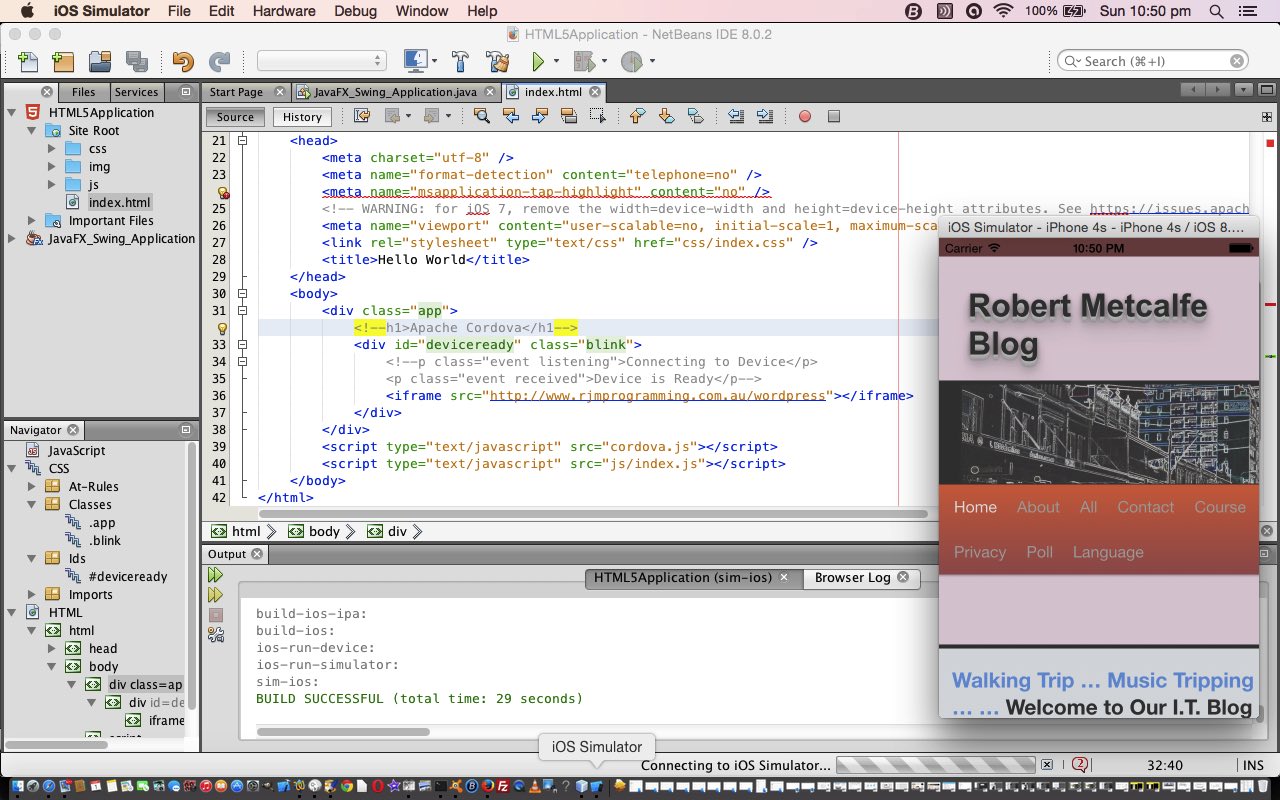 NetBeans Apache Cordova HTML5 Mobile Primer Tutorial