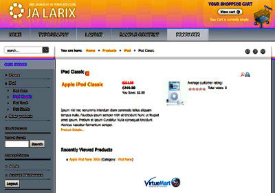 VirtueMart eCommerce example ... click to try interactively