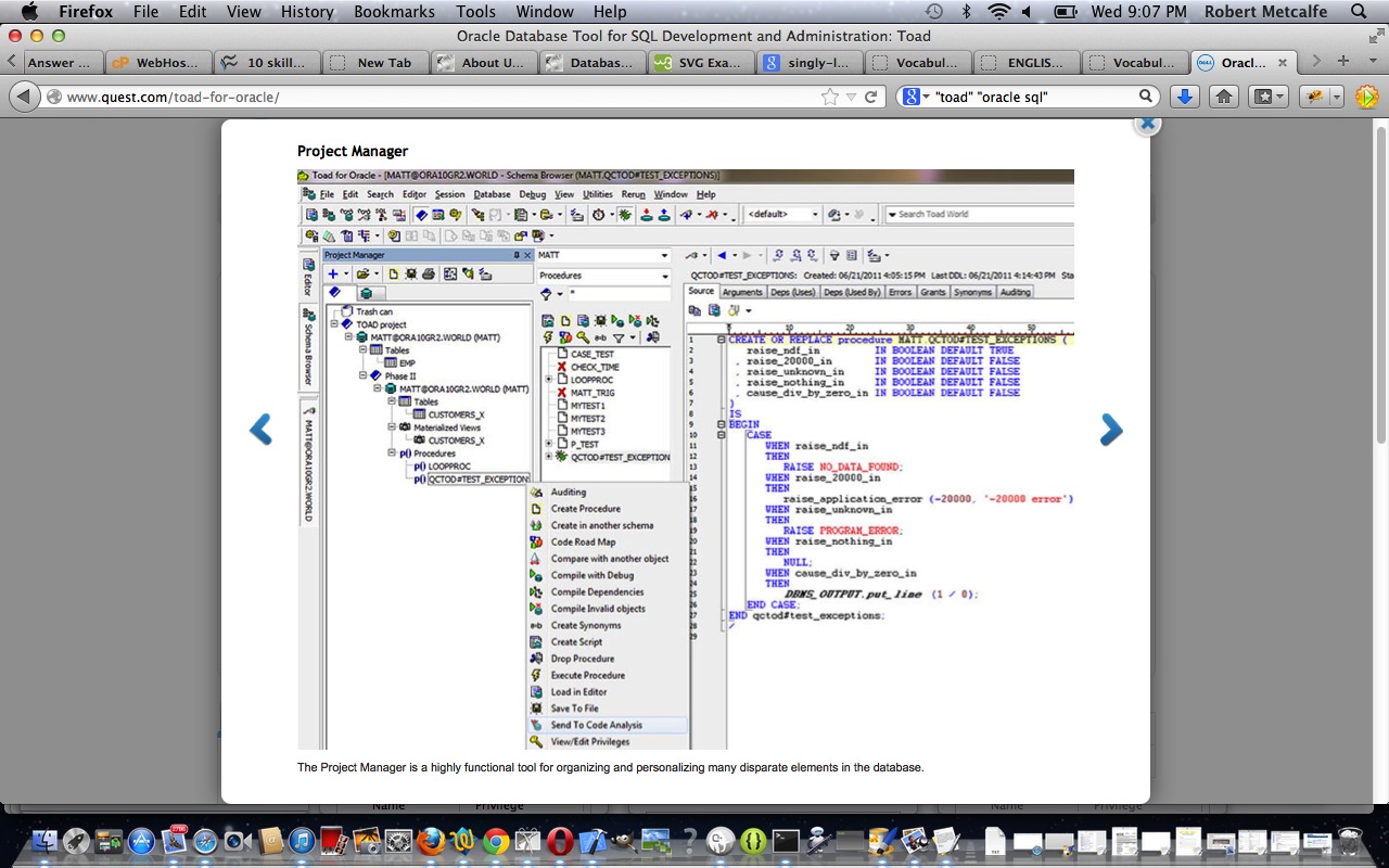 Toad Interface to Oracle Primer Tutorial