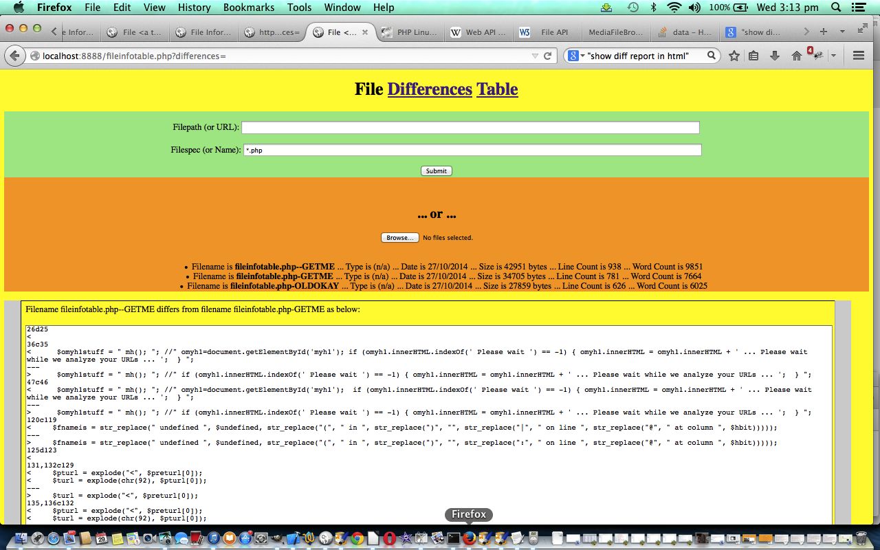 PHP/HTML/Javascript File Differences File Browsing Tutorial