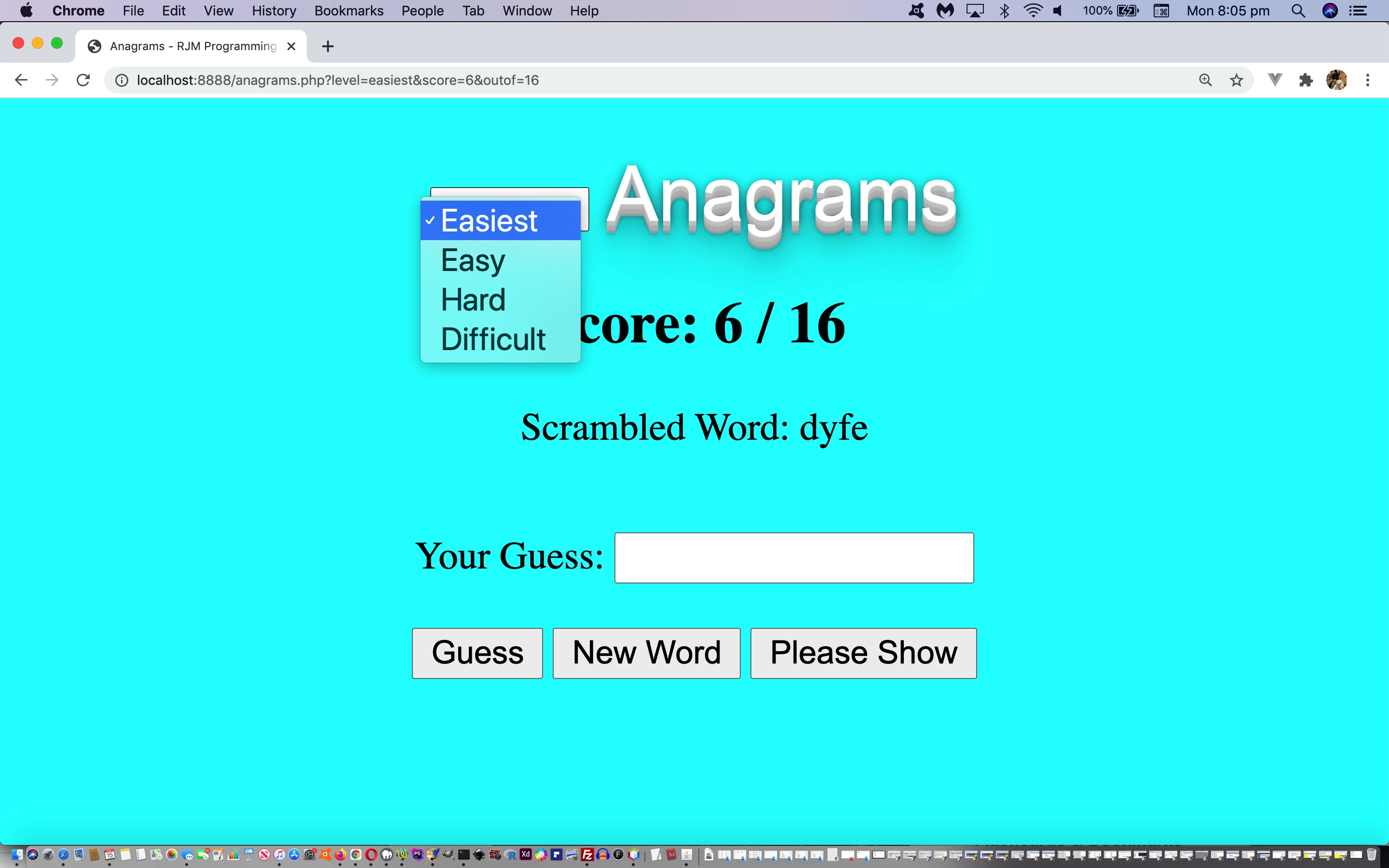PHP Anagram Levels Tutorial
