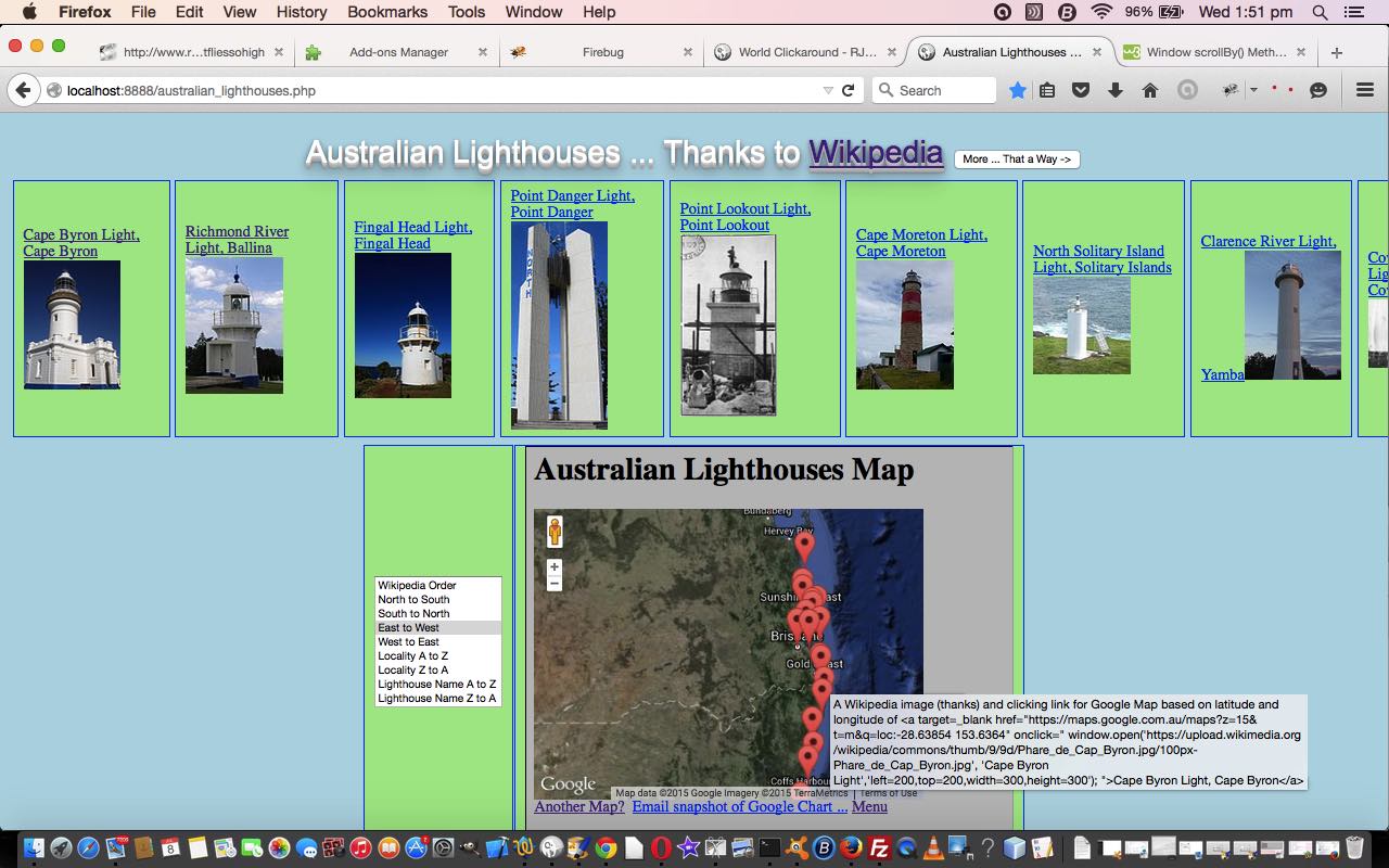 PHP/Javascript Asynchronous Lighthouses in Australia Tutorial