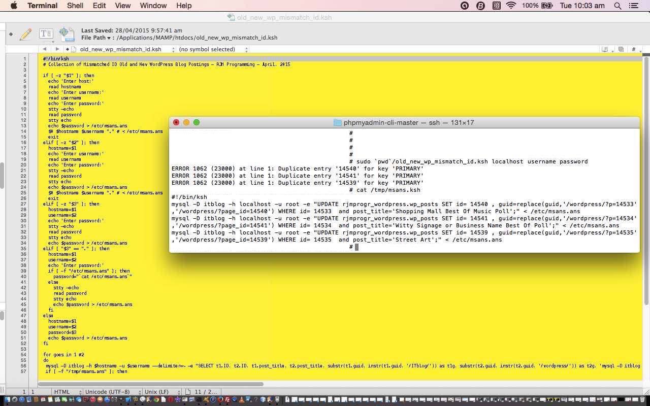 Korn Shell and MySql Primer Tutorial Robert James Metcalfe Blog
