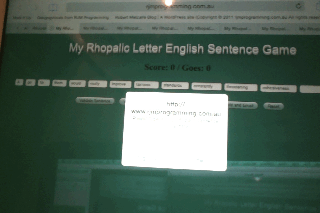 PHP Rhopalic Letter Sentence Game Mobile Friendly Tutorial
