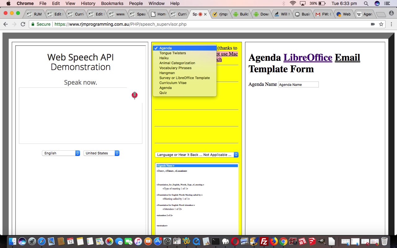 Agenda Speech to Text to Speech LibreOffice Wizard Tutorial