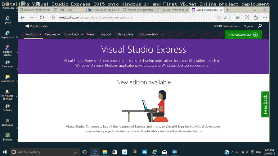 Visual Studio Express 2015 Install and Early Days Tutorial | Robert James  Metcalfe Blog